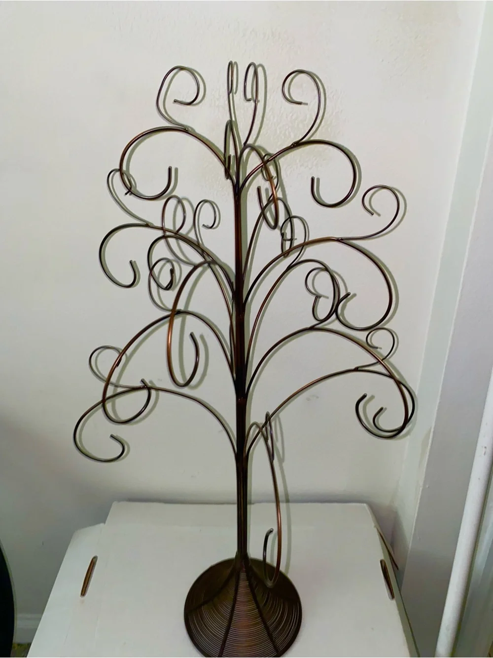 Holiday Ornament Metal Scroll Tree For Ornaments Display. H 24”. W 14”.